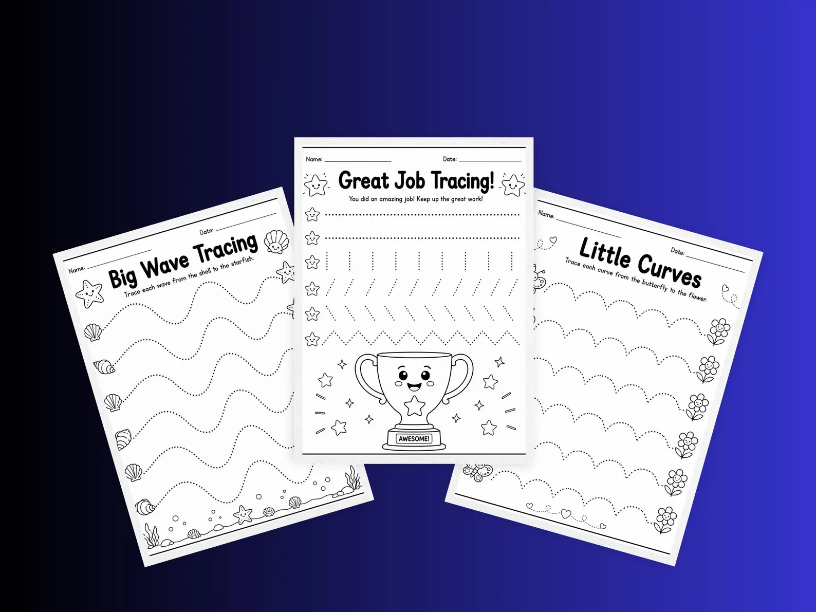 CuteLearner printable Tracing Lines Worksheets Bundle, Preschool Printable PDF, Kindergarten Curriculum Learning, Pre Handwriting, Digital Download — Tracing Wo — preview 4